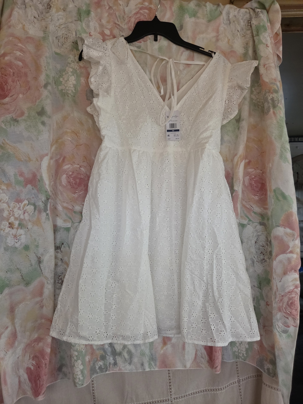 Jessica Simpson White Eyelet Tie-Back Girls Dress